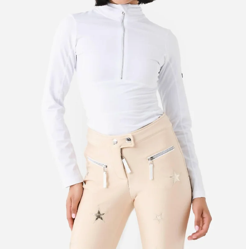 Ginger Half-Zip Base Layer Top In White