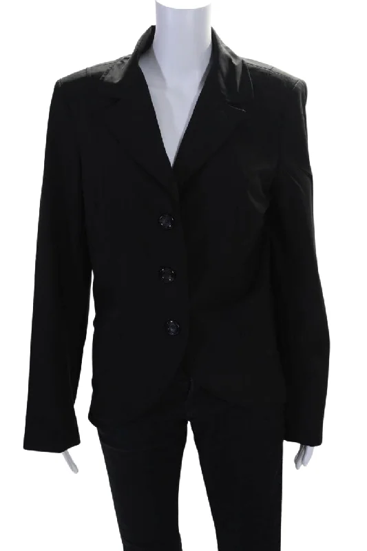 Lafayette 148 New York Womens Notched Collar Blazer Jacket Black