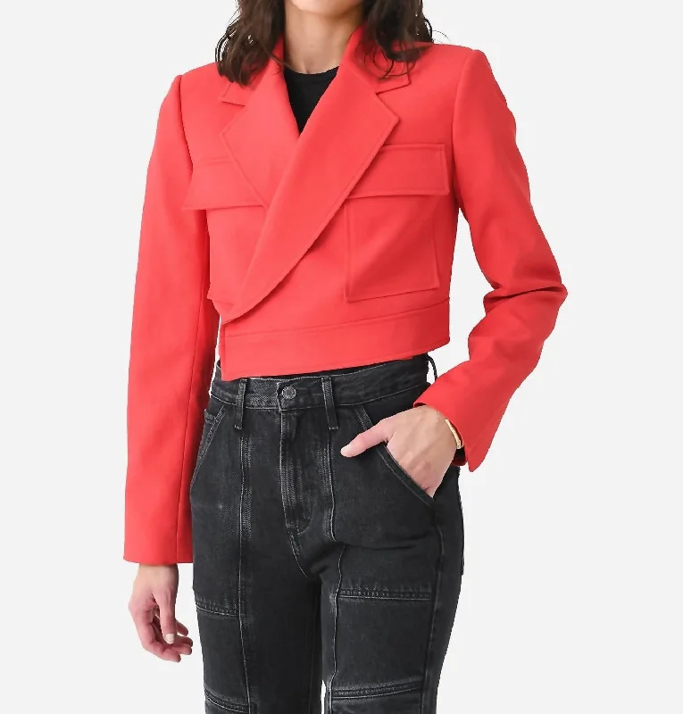 Reeve Cropped Jacket In Ruby