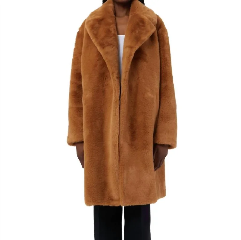 Stella Faux Fur Coat In Brown