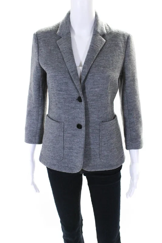 The Row Womens Two Button Notched Lapel Blazer Jacket Gray Wool