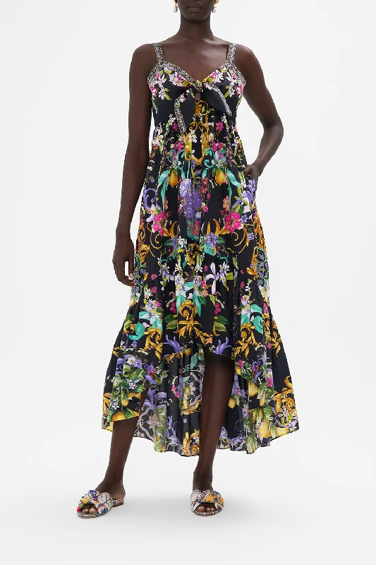 TIE FRONT HIGH LOW DRESS MEET ME IN MARCHESA