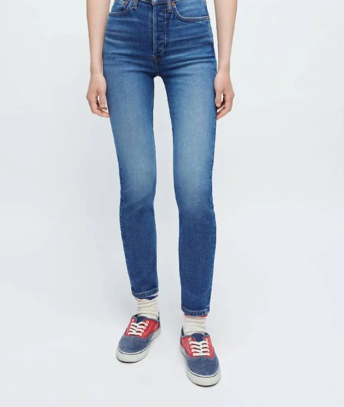 90S High Rise Ankle Crop In Cadet Indigo