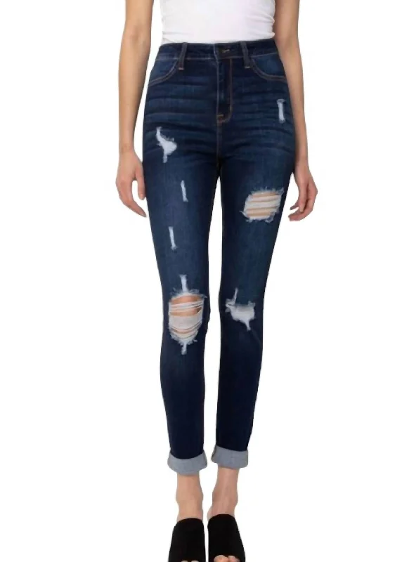 Cuff It Up Skinny Jeans In Dark Wash