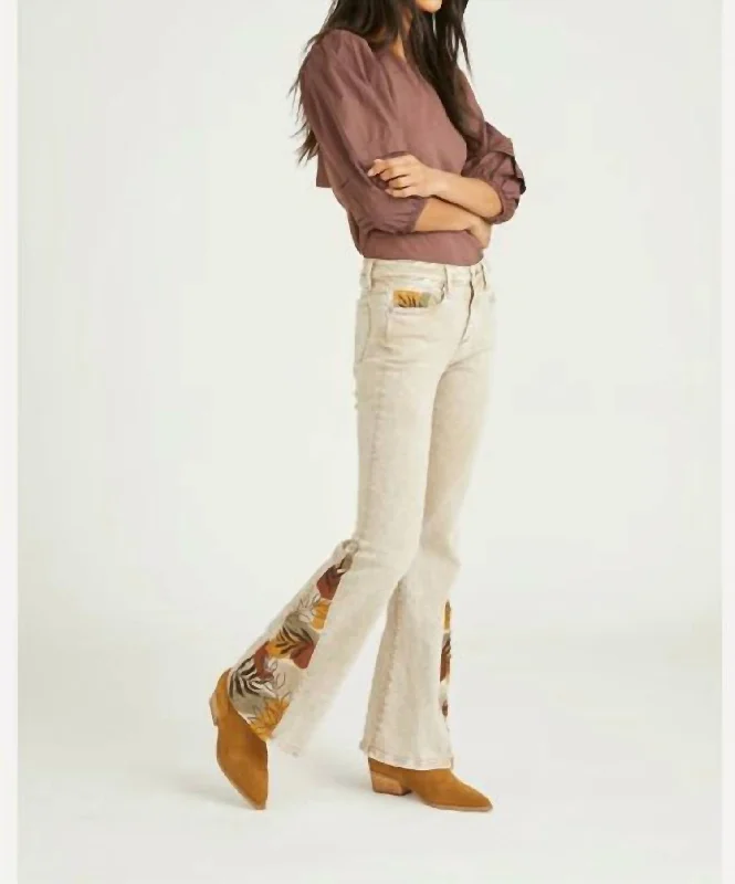 Farrah Flare Jeans In Tan Surreal