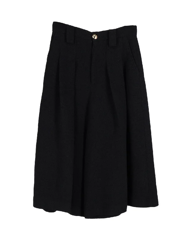 Gucci Pleated Wide-Leg Culottes in Black Polyester