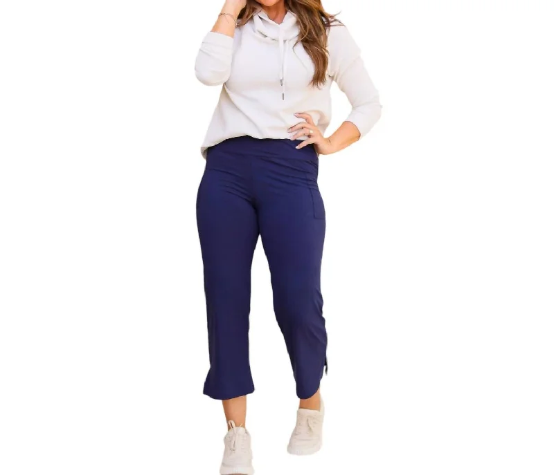 Lydia High Waisted Gaucho Pants In Navy