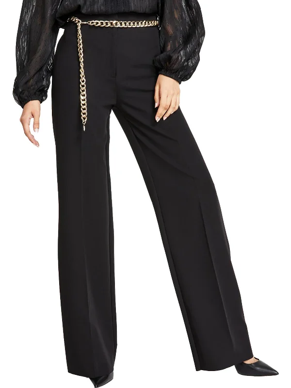 Womens Flat Font Office Wide Leg Pants