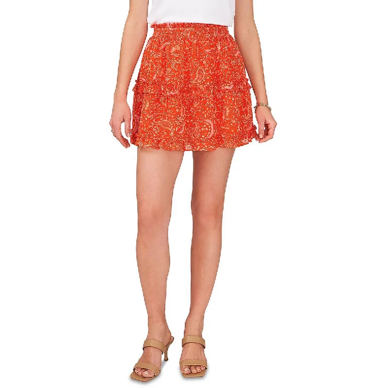 1.State Womens Smocked Ruffled Mini Skirt