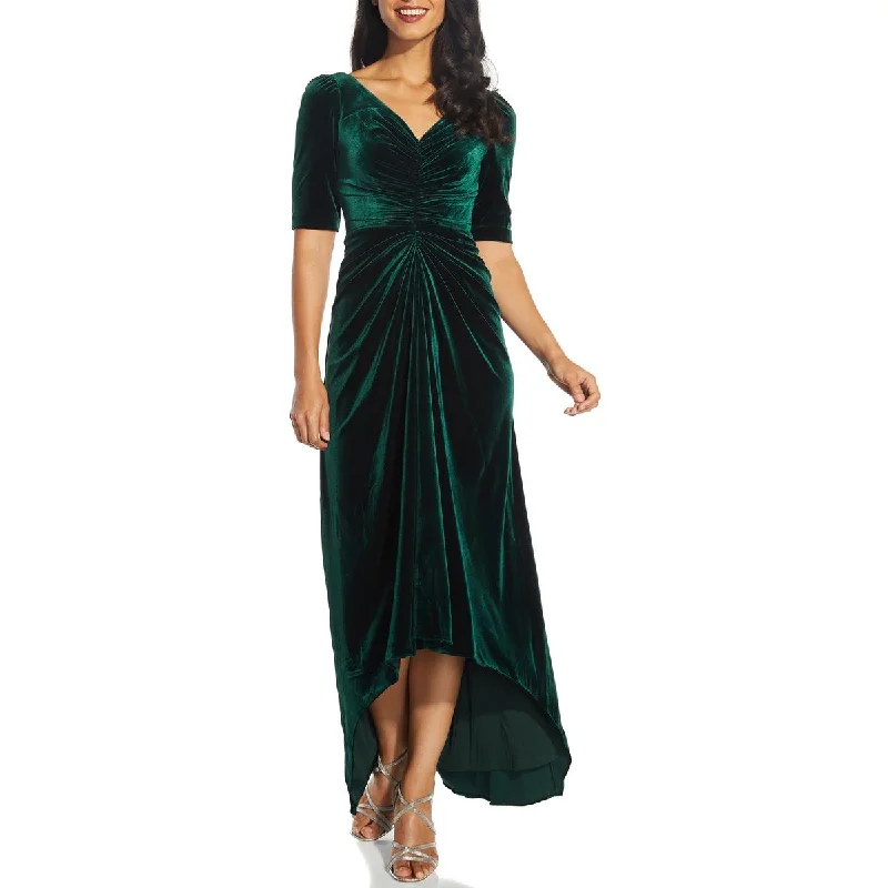 Adrianna Papell Womens Velvet Hi-Low Evening Dress