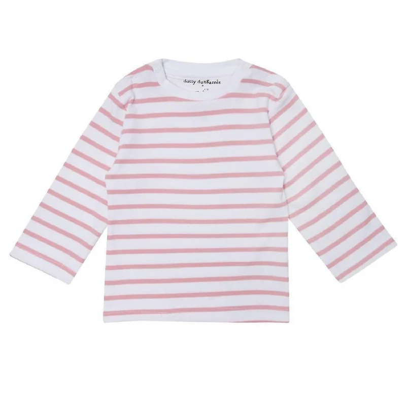 Kid's Breton Stripe Top In Pink