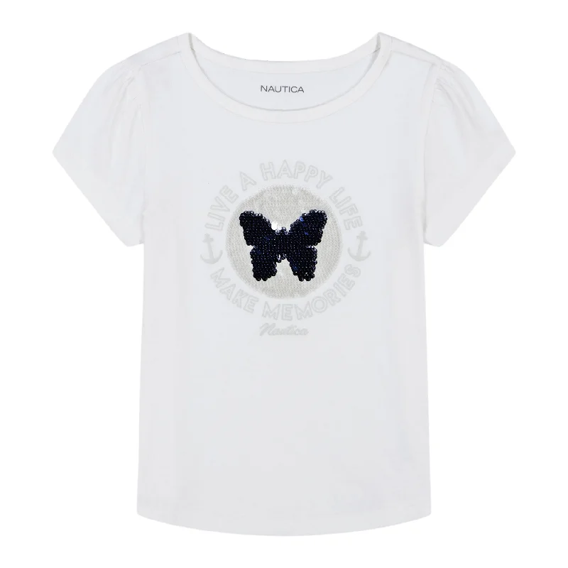 Nautica Girls' Live A Happy Life T-Shirt (7-16)