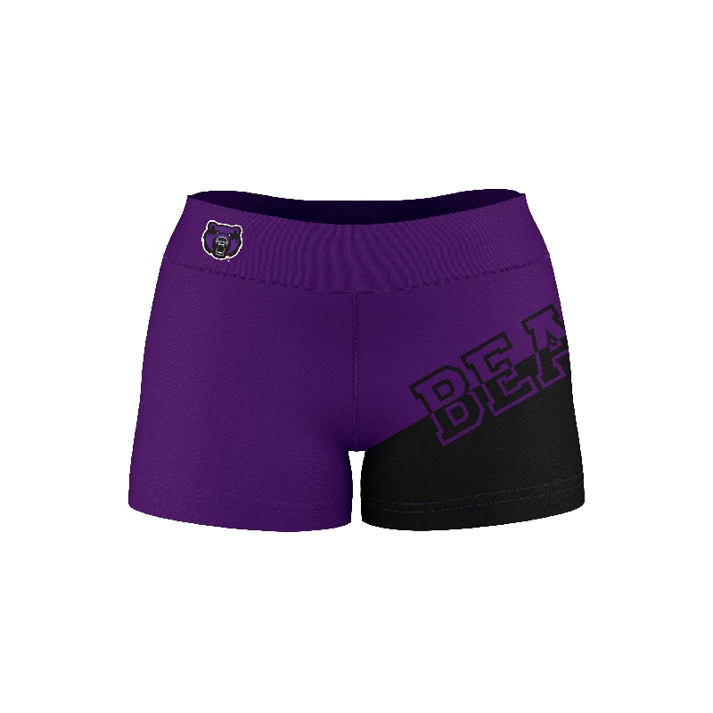 Central Arkansas Bears UCA Game Day Collegiate Leg Color Block Purple Optimum Womens Yoga Shorts by Vive La Fete