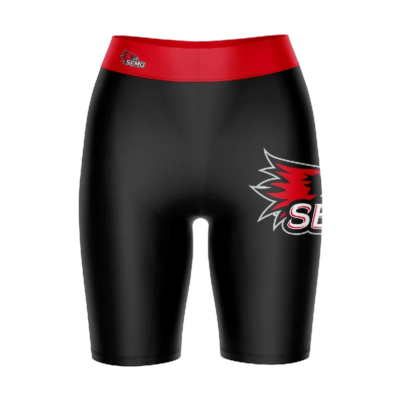 SEMO Redhawks Game Day Logo on Thigh and Waistband Black and Red Womens Bike Shorts by Vive La Fete