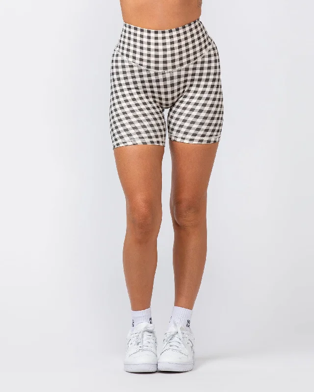 Ultra Aura Bike Shorts - Deep Brown Gingham Print