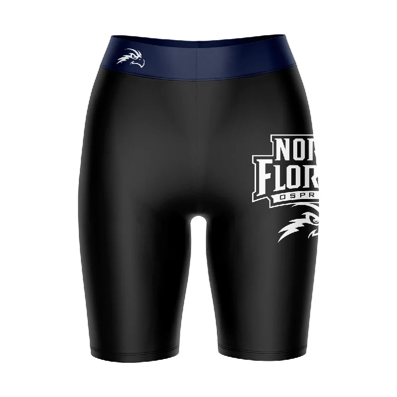 UNF Ospreys Game Day Logo on Thigh and Waistband Black and Blue Womens Bike Shorts by Vive La Fete