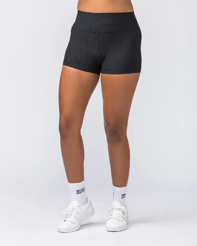 Zero Rise Rib Booty Shorts - Black